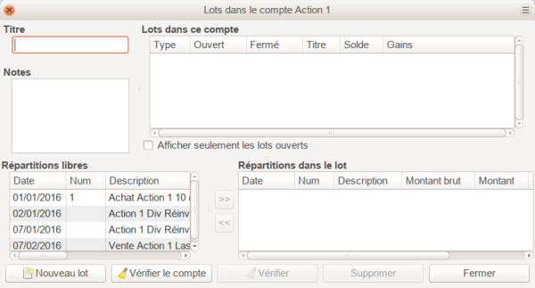 Une image de la fenêtre de lots dans le compte avant le nettoyage de lot. Une image de la fenêtre de lots dans le compte avant le nettoyage de lot.