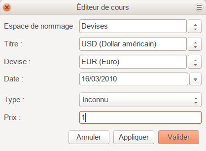Fenêtre Ajouter de l'éditeur de cours Fenêtre Ajouter de l'éditeur de cours